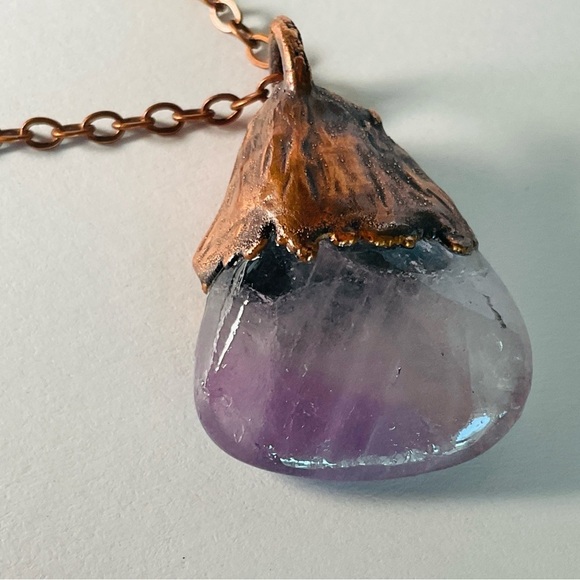 Copper Necklace Amethyst Gem Stone Handmade Jewelry Purple Pendant 18” Chain - Picture 5 of 12